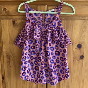 Rebecca Taylor Pink Silk Tank Top with Ruffle Size 4